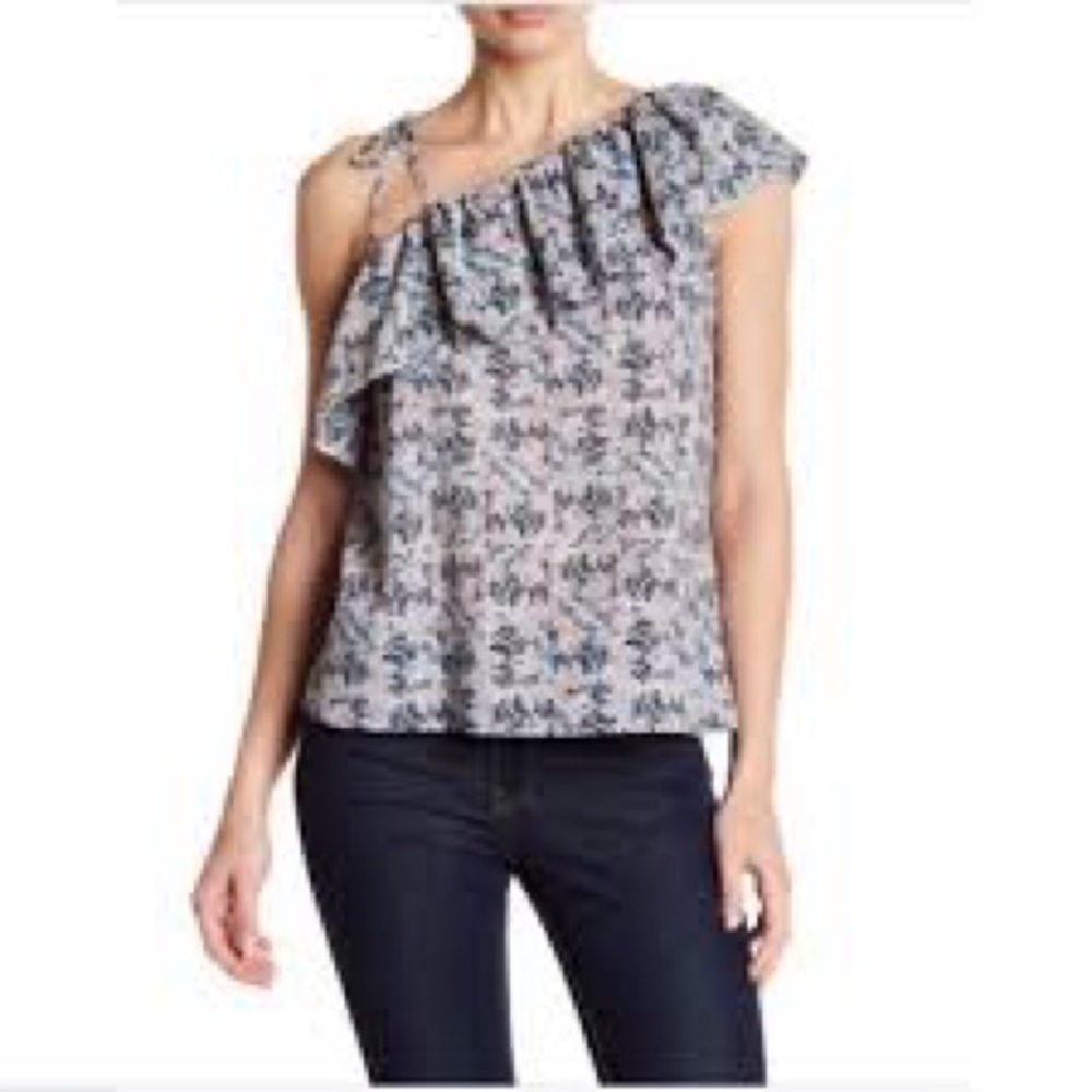 Rebecca Taylor La Vie XS One Shoulder Floral Top